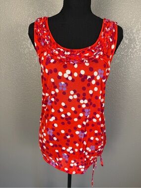 Ric Rac for Anthropologie Red Polka Dot Ruffle-Trim Tank
